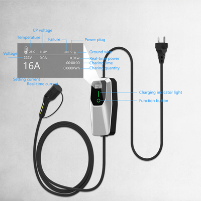 3.5kW 7kW 11kW Ev Charger Ac ฐานชาร์จพกพา IP65 กันน้ํา