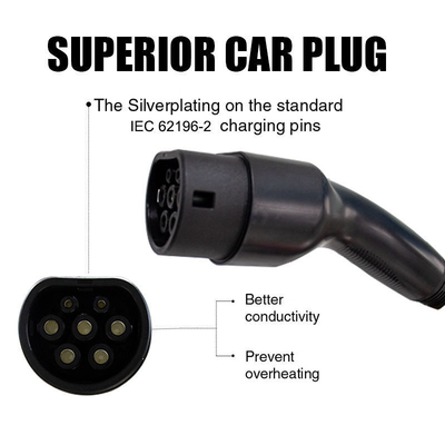 UL94-V0 ประเภทไฟ 16A-32A ประเภท 1 ถึงประเภท 2 สายชาร์จ EV สําหรับรถไฟฟ้า