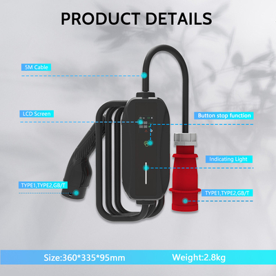 KIWI 11KW พกพา EV ชาร์จ J1772 ประเภท 2 การเชื่อมต่อสําหรับสถานีชาร์จรถไฟฟ้า
