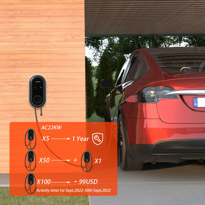 สถานีชาร์จรถไฟฟ้าไฟฟ้าขนาด 22kW 3 ขั้นตอน Plug-in Fast Charge GB/T OCPP Wall Box EV