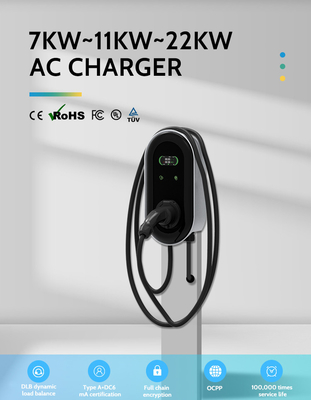 KIWI LCD Mini Opcc 220V สถานีชาร์จประเภท 2 ชาร์จ 7kW CCS EV ชาร์จสําหรับรถไฟฟ้า