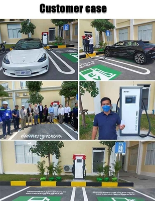 60KW 120KW DC สถานีชาร์จ EV รวดเร็ว พร้อมพล็อกชาร์จพื้นยืน