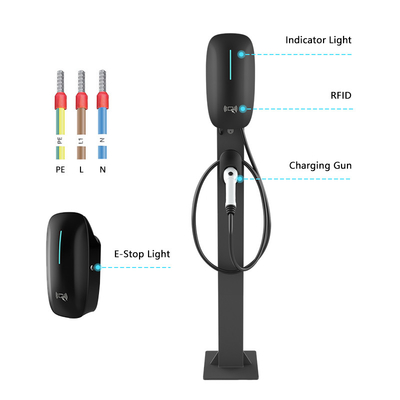 7kw 11kw 22kw AC EV Charger ผู้ผลิต ปืนชาร์จติดผนังสําหรับสถานีรถไฟฟ้าพาณิชย์