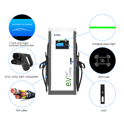 โรงแรม อพาร์ทเมนท์ 3 ขั้นตอน Dual Smart DC Fast EV Charger พร้อม CCS1 CCS2 GB/T CHAdeMO อินเตอร์เฟสมาตรฐาน